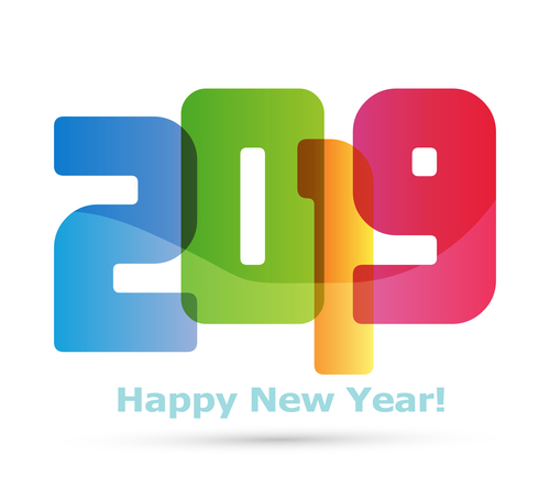 2019 new year text design vectors set 02