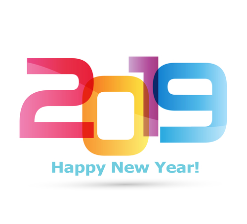 2019 new year text design vectors set 03