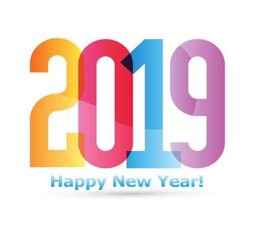 2019 new year text design vectors set 04