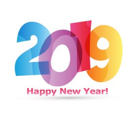 2019 new year text design vectors set 05
