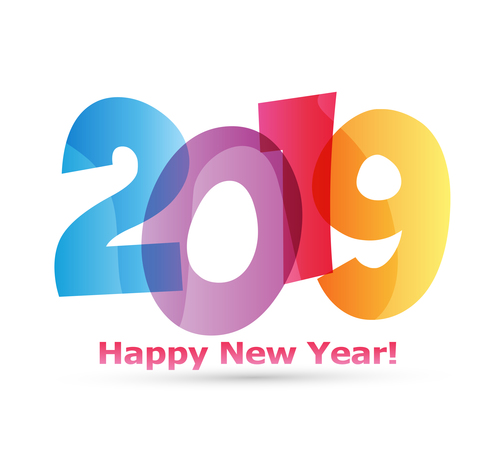 2019 new year text design vectors set 05