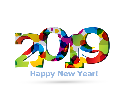 2019 new year text design vectors set 06