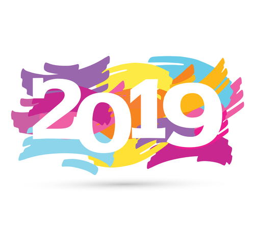 2019 new year text design vectors set 08