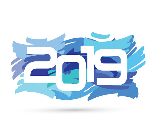 2019 new year text design vectors set 10