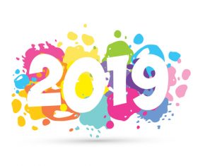 2019 new year text design vectors set 12