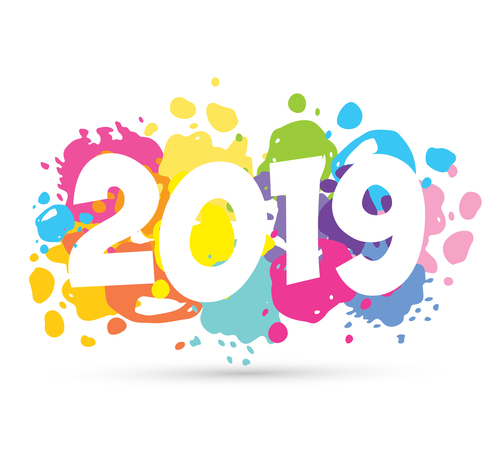 2019 new year text design vectors set 12