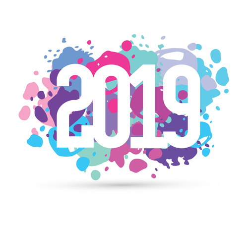 2019 new year text design vectors set 13