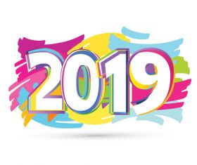 2019 new year text design vectors set 14