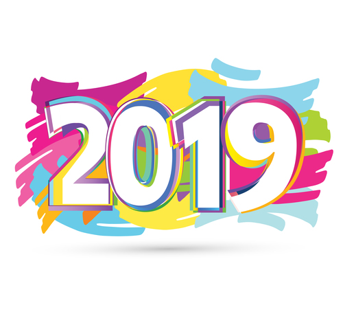 2019 new year text design vectors set 14