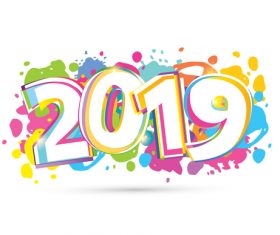2019 new year text design vectors set 15