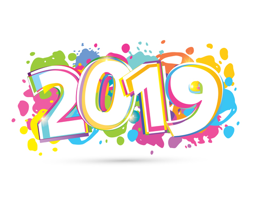 2019 new year text design vectors set 15
