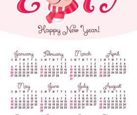 2019 pig year calendar template vector 02