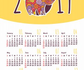 2019 pig year calendar template vector 05