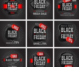 9 Kind black friday labels vector
