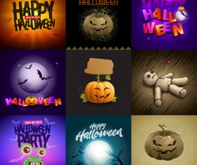 9 Kind halloween background vector set