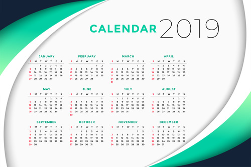 Abstract 2019 calendar template vector material