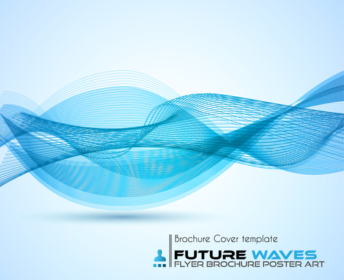 Abtract wave flyer with brochure cover template vector 01