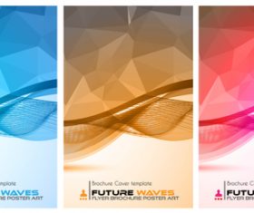 Abtract wave flyer with brochure cover template vector 07