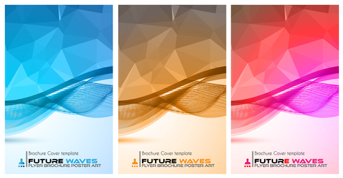 Abtract wave flyer with brochure cover template vector 07