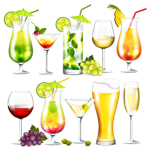 Alcohol drinks vector material