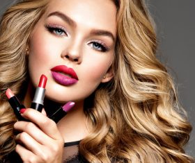 Attractive fashion model and fashion makeup Stock Photo 04