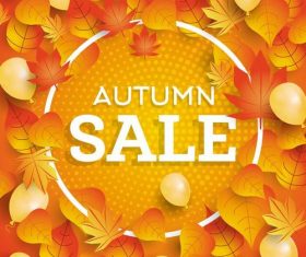 Autumn leaves background with white cricle vector