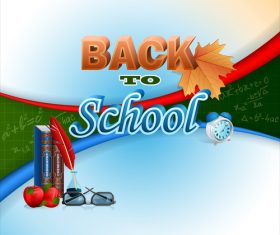 Autumn leaves with back to school background vector 01