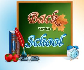 Autumn leaves with back to school background vector 02