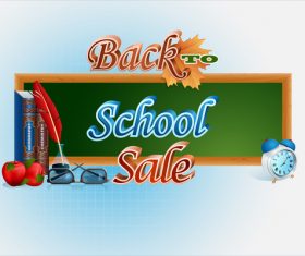 Autumn leaves with back to school background vector 03