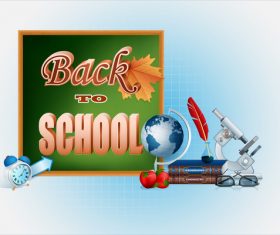 Autumn leaves with back to school background vector 04