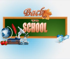 Autumn leaves with back to school background vector 05