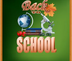 Autumn leaves with back to school background vector 06