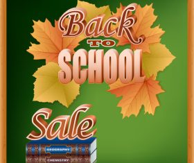 Autumn leaves with back to school background vector 07