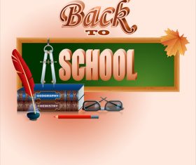 Autumn leaves with back to school background vector 08