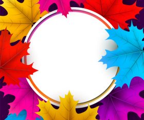 Autumn leaves with cricles background vector 03