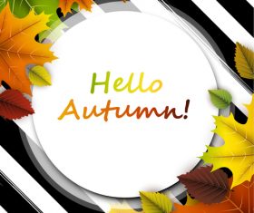 Autumn leaves with cricles background vector 04