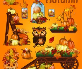Autumn retro illustration vector material