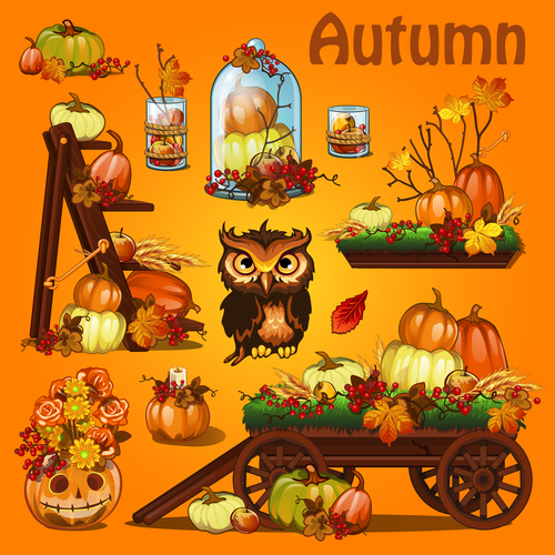 Autumn retro illustration vector material