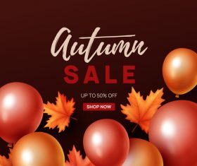 Autumn sale background with balloon vector 01