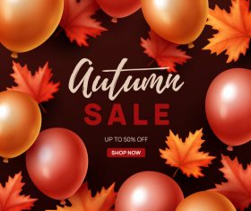 Autumn sale background with balloon vector 02