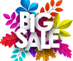 Autumn sale background with colored leaves vector 01
