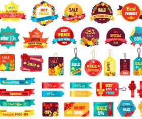 Autumn sale banner with tags and labels vector set