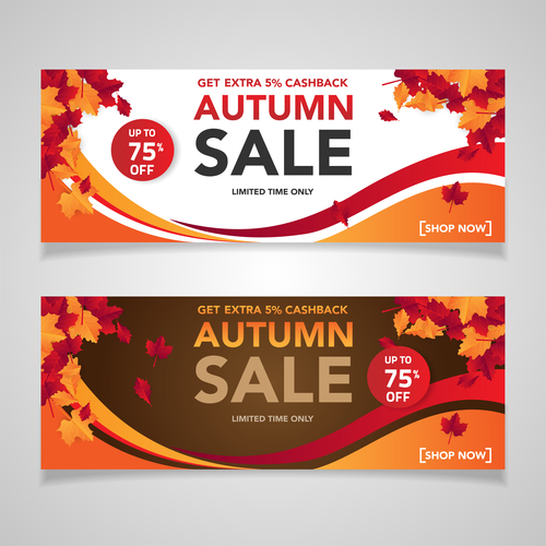 Autumn sale banners template design vector 01