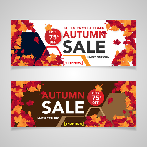 Autumn sale banners template design vector 02