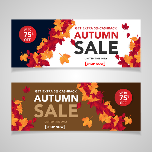 Autumn sale banners template design vector 03