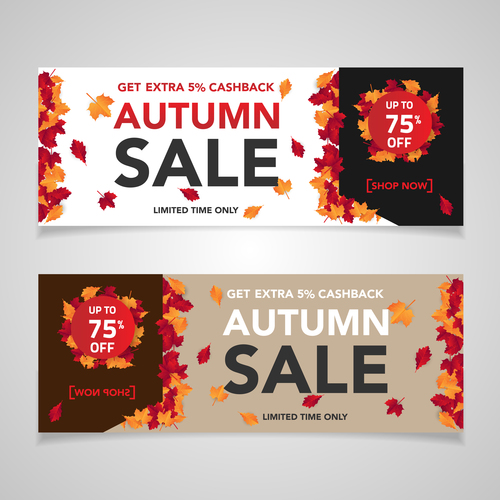 Autumn sale banners template design vector 04