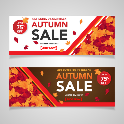 Autumn sale banners template design vector 05