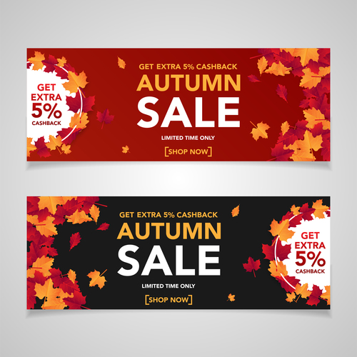 Autumn sale banners template design vector 06