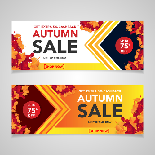 Autumn sale banners template design vector 07