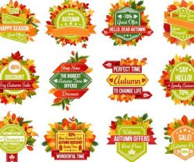 Autumn sale labels vectors set